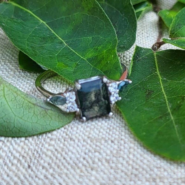 "Duchesse" - Bague Agate Mousse - Argent 925