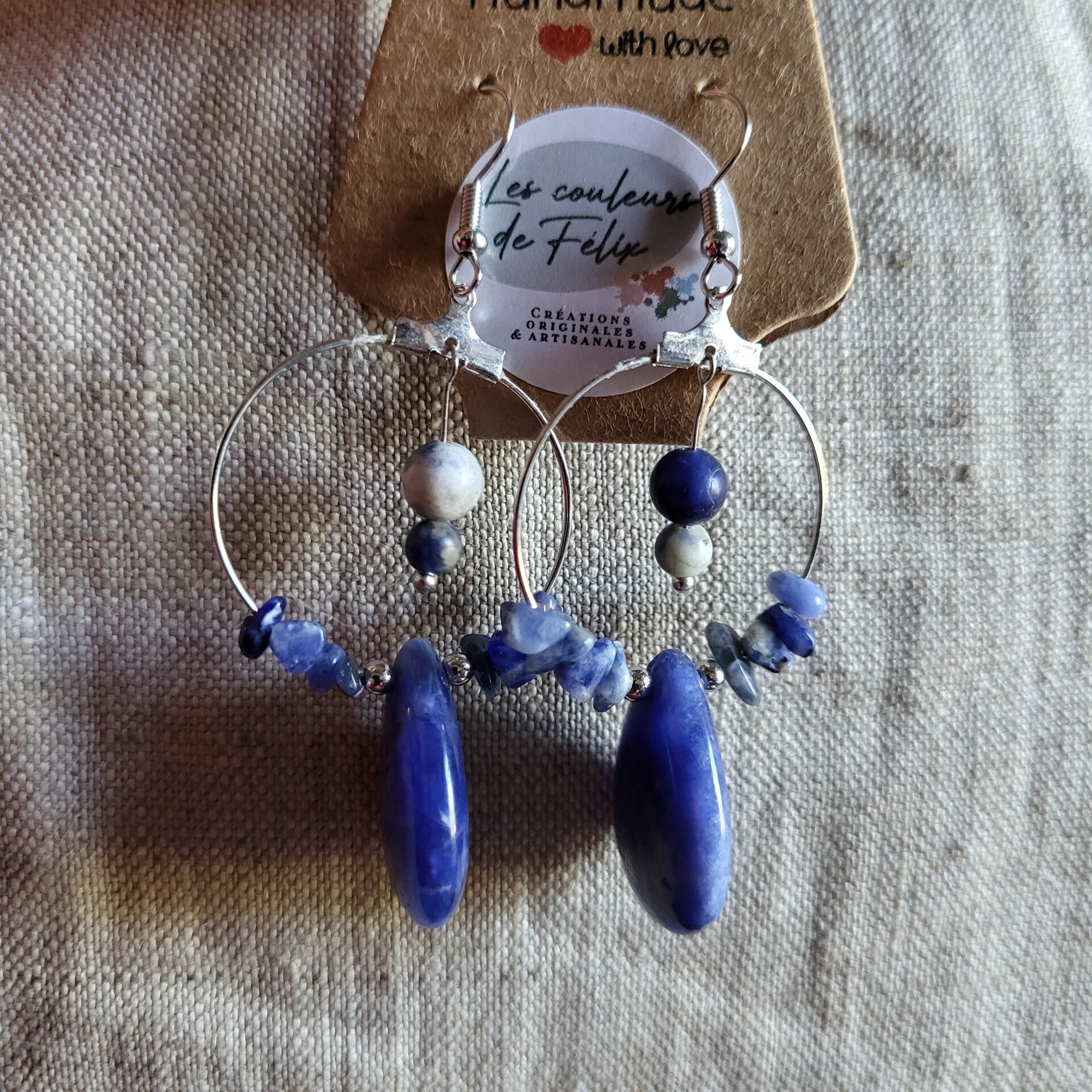 "Nuit bleue" - Boucles d'oreilles Sodalite bleue