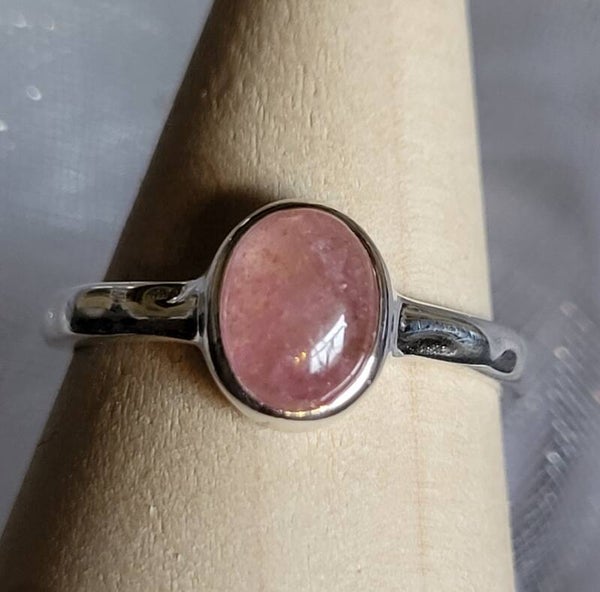 "Aurore" - Bague Agate Fraise et Argent 925