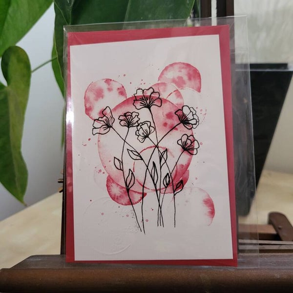 Cosmos en fleurs - Carte illustrée