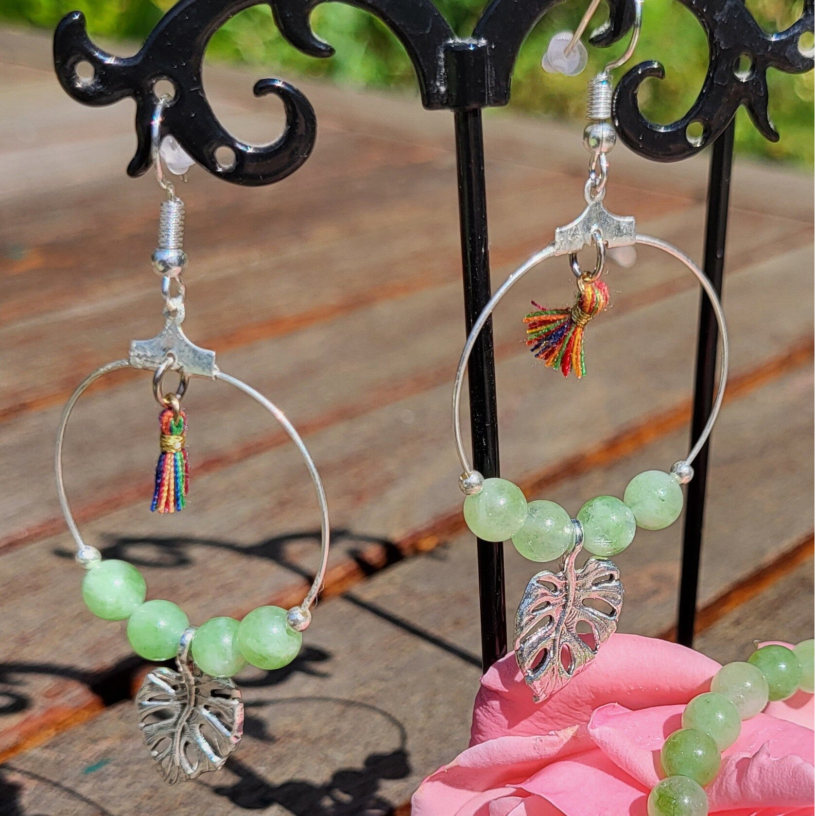"Bahia" – Boucles d’oreilles Péridot & Philodendron