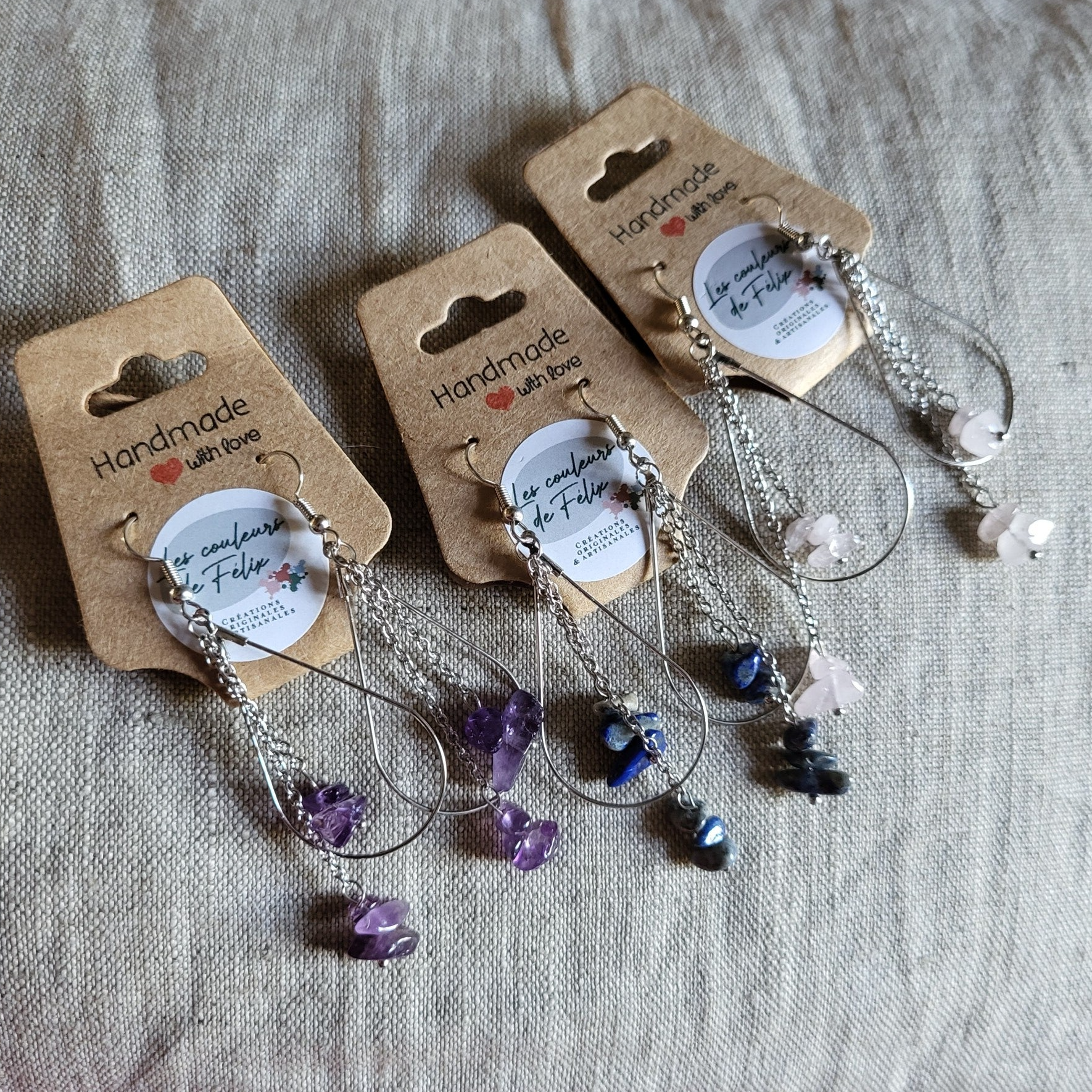 "Douces larmes" - Boucles d'oreilles pierres naturelles