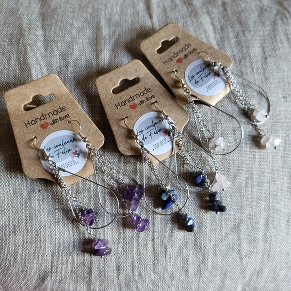 "Douces larmes" - Boucles d'oreilles pierres naturelles