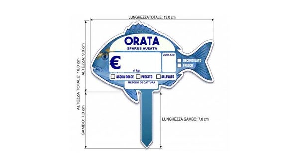 KIT 10 CARTELLINi PESCHERIA A FORMA DI PESCE  PLEXI 3 MM