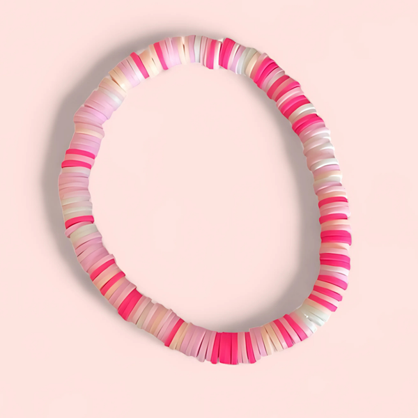 Pink and White Clay Bracelet