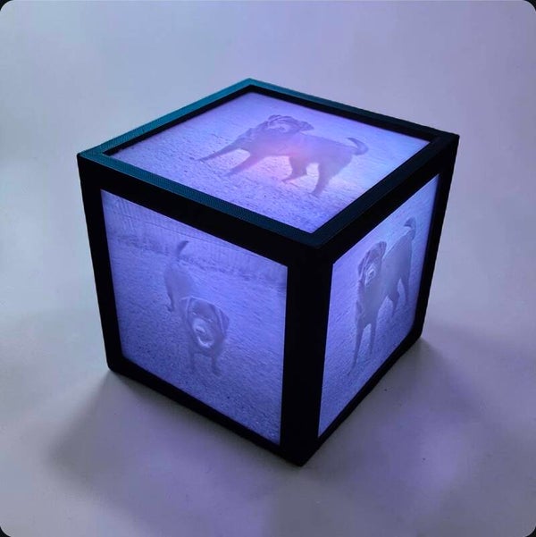 Lithophane Würfel mit 5 eigene Fotos Led