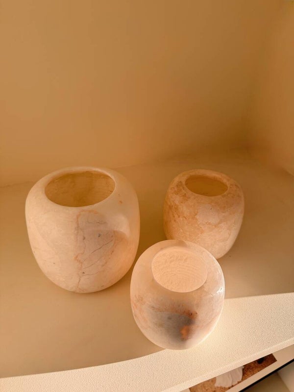 Alabaster set 4 wit rond