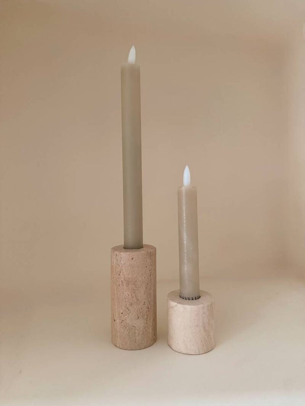 Travertine set kandelaars