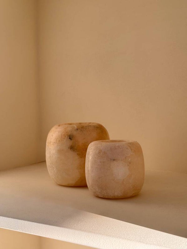 Alabaster set 2 wit rond