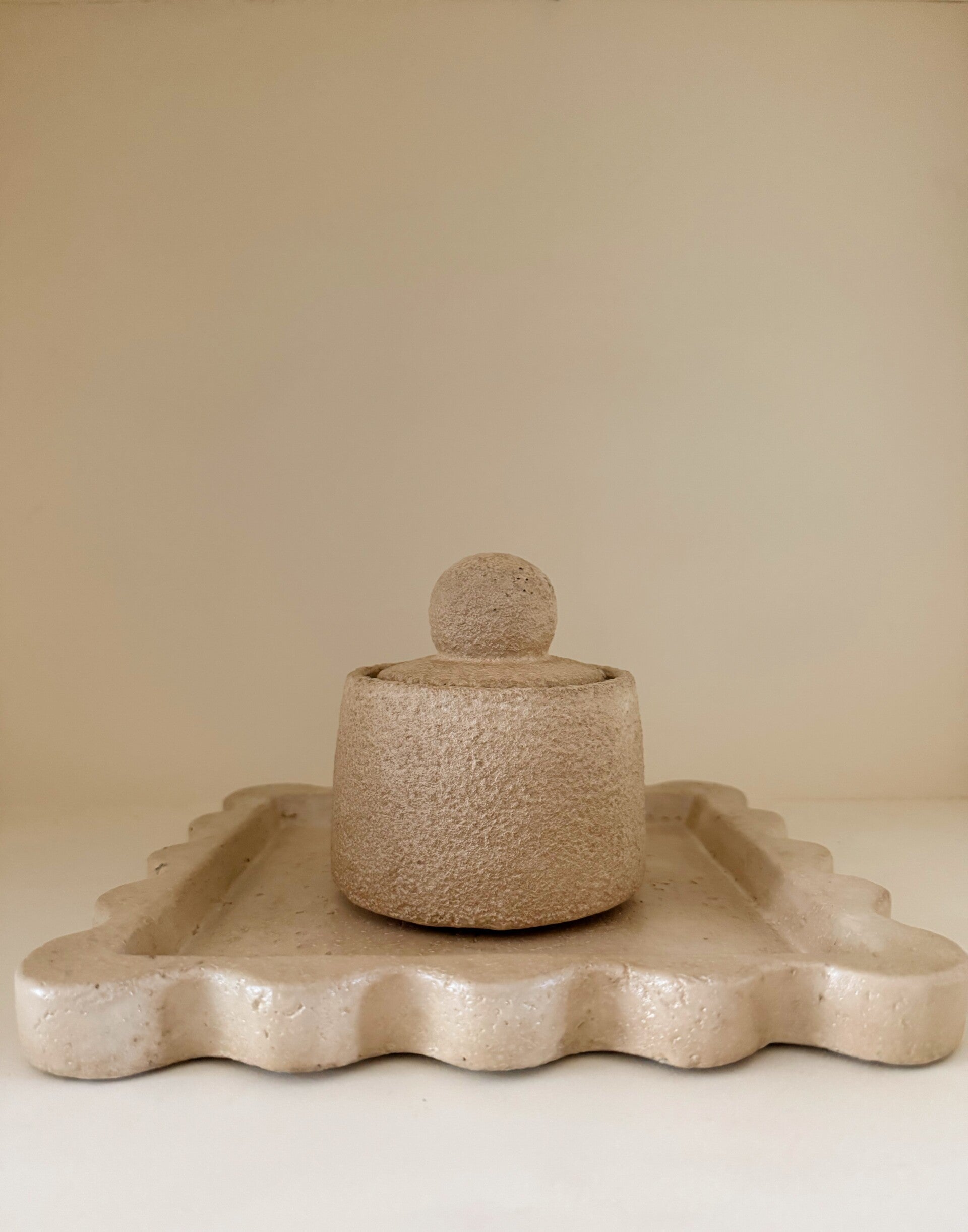 Beige opbergpot