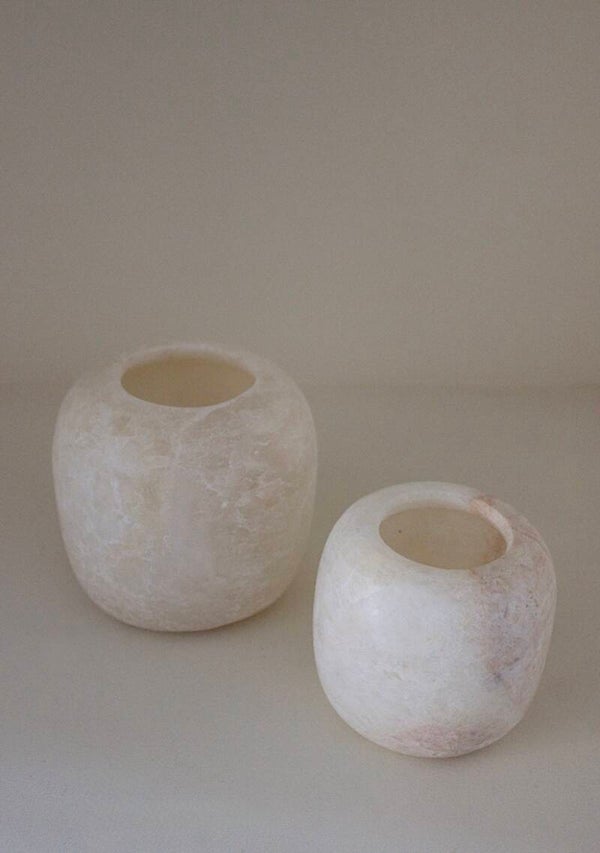 Alabaster set 8 rond wit