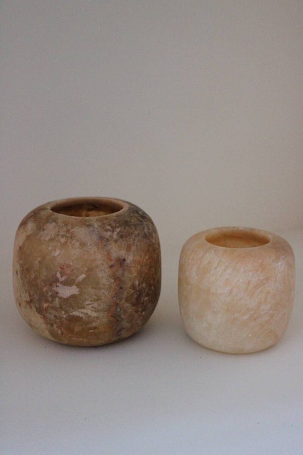 Alabaster set 5 rond bruin