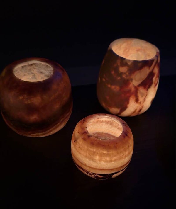 Alabaster set 6 rond bruin