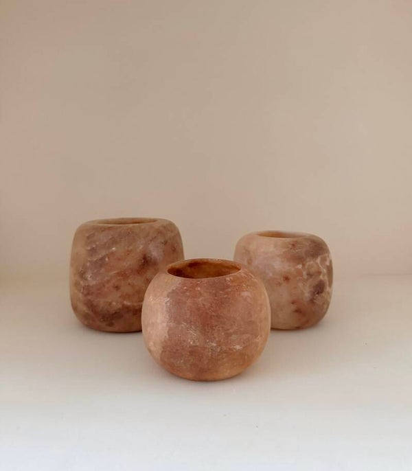 Alabaster set 9 rond bruin