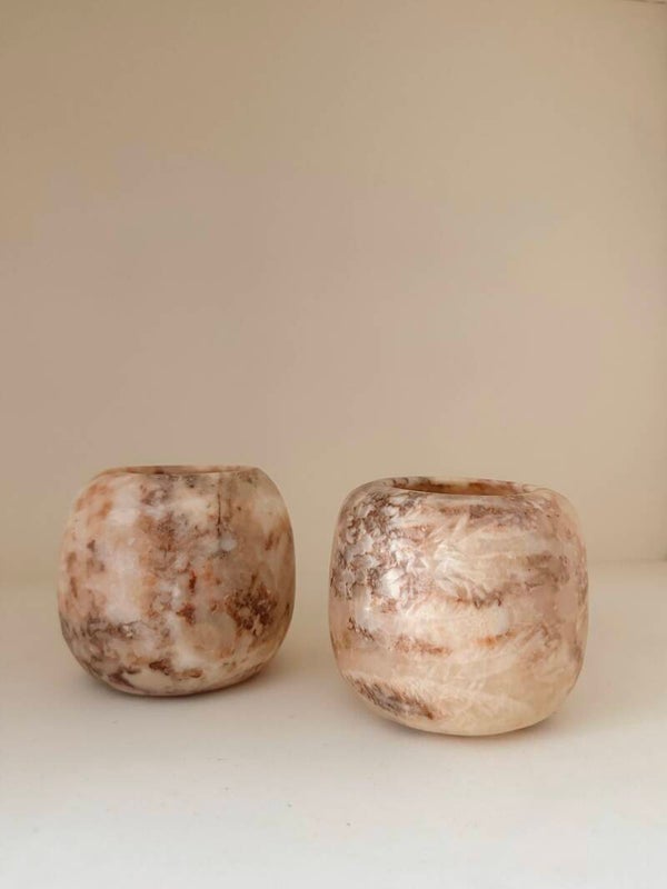 Alabaster set 1 bruin rond