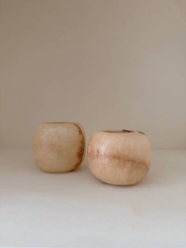 Alabaster set 2 bruin/beige rond