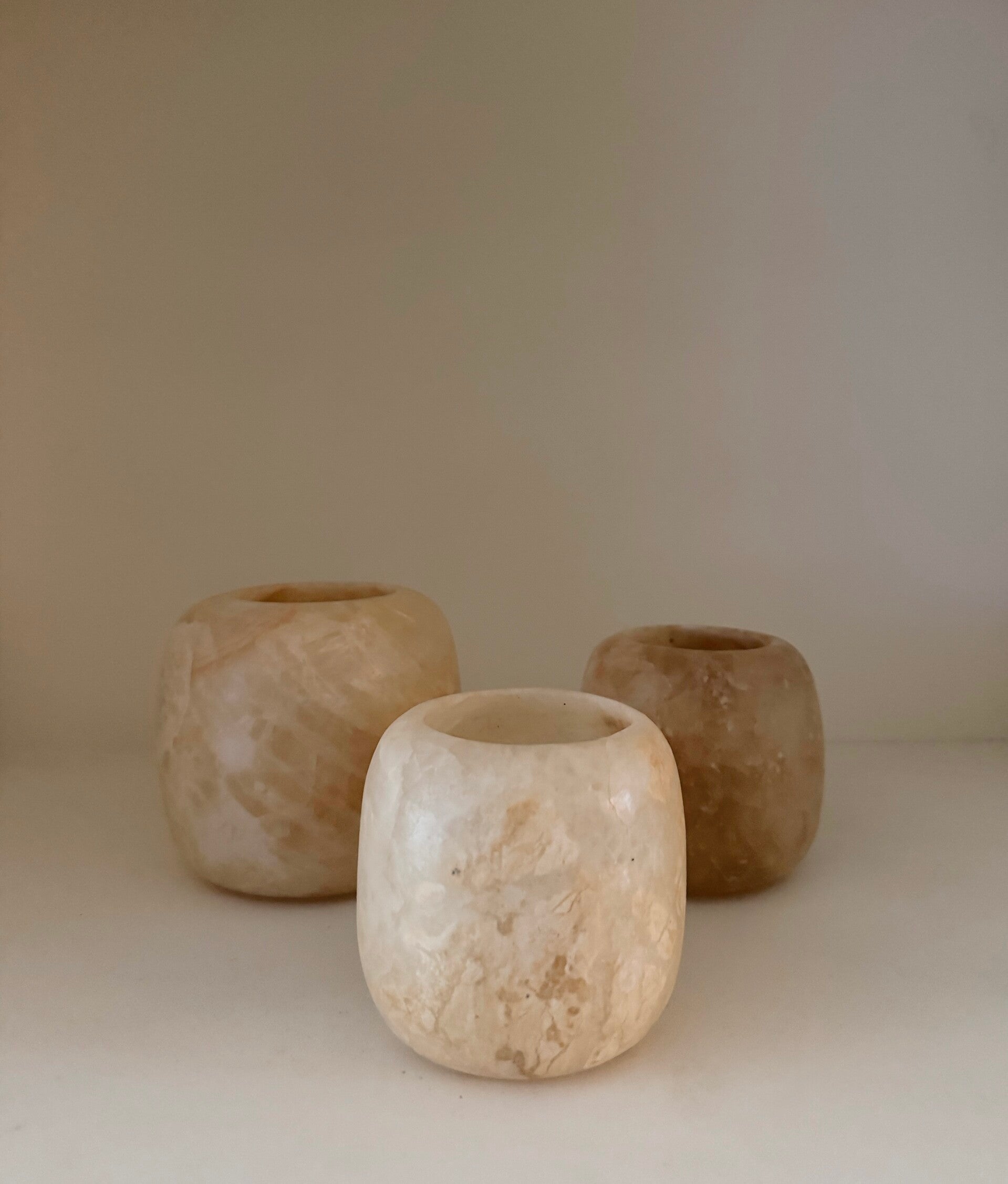 Alabaster set 4 bruin/beige rond