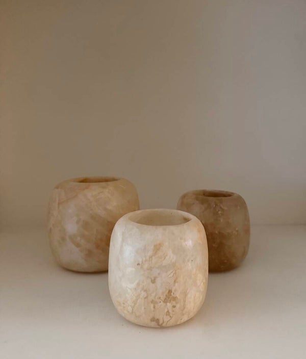 Alabaster set 4 bruin/beige rond