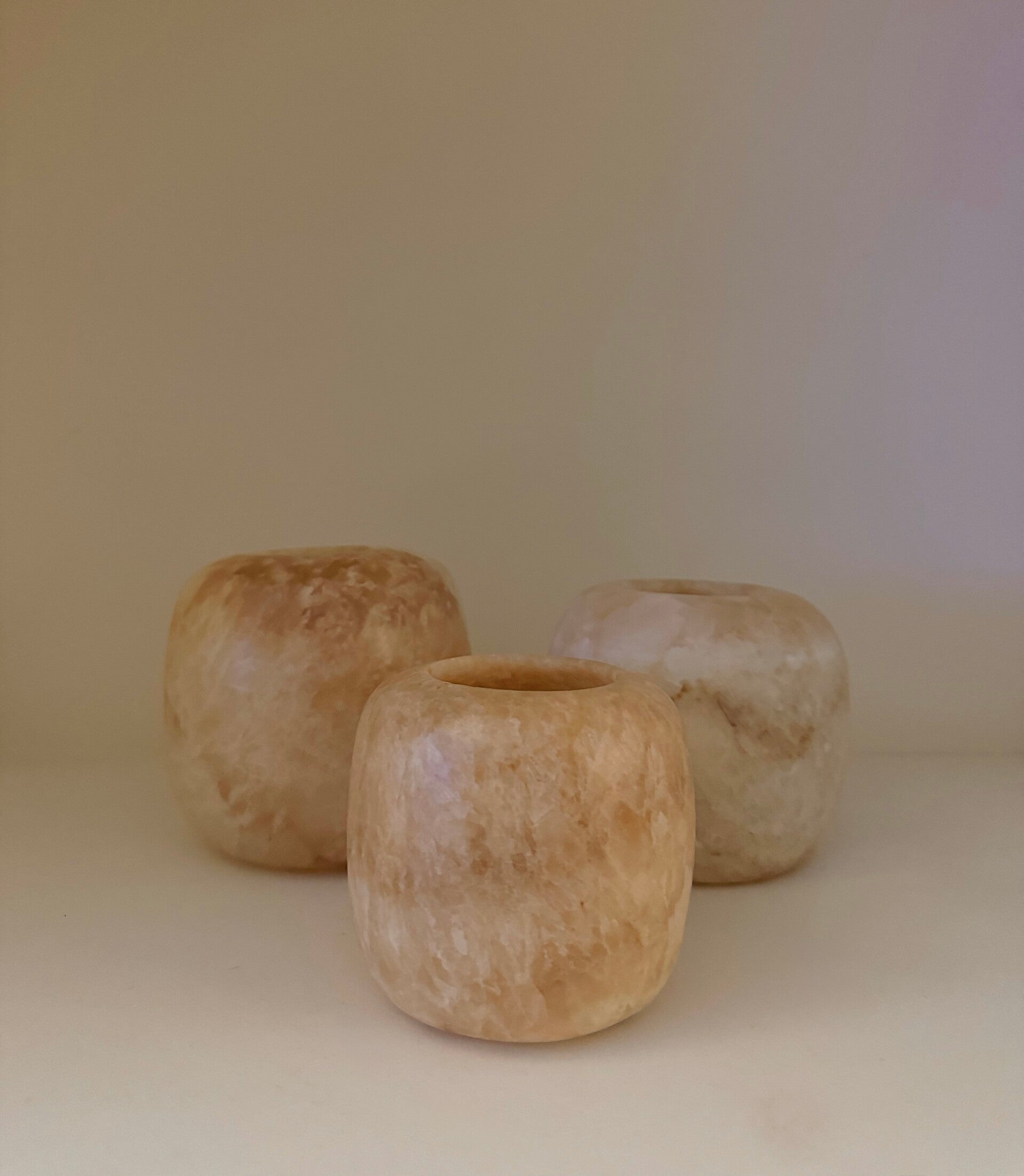 Alabaster set 5 bruin/beige rond