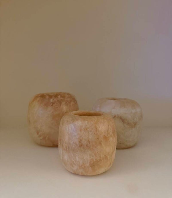 Alabaster set 5 bruin/beige rond