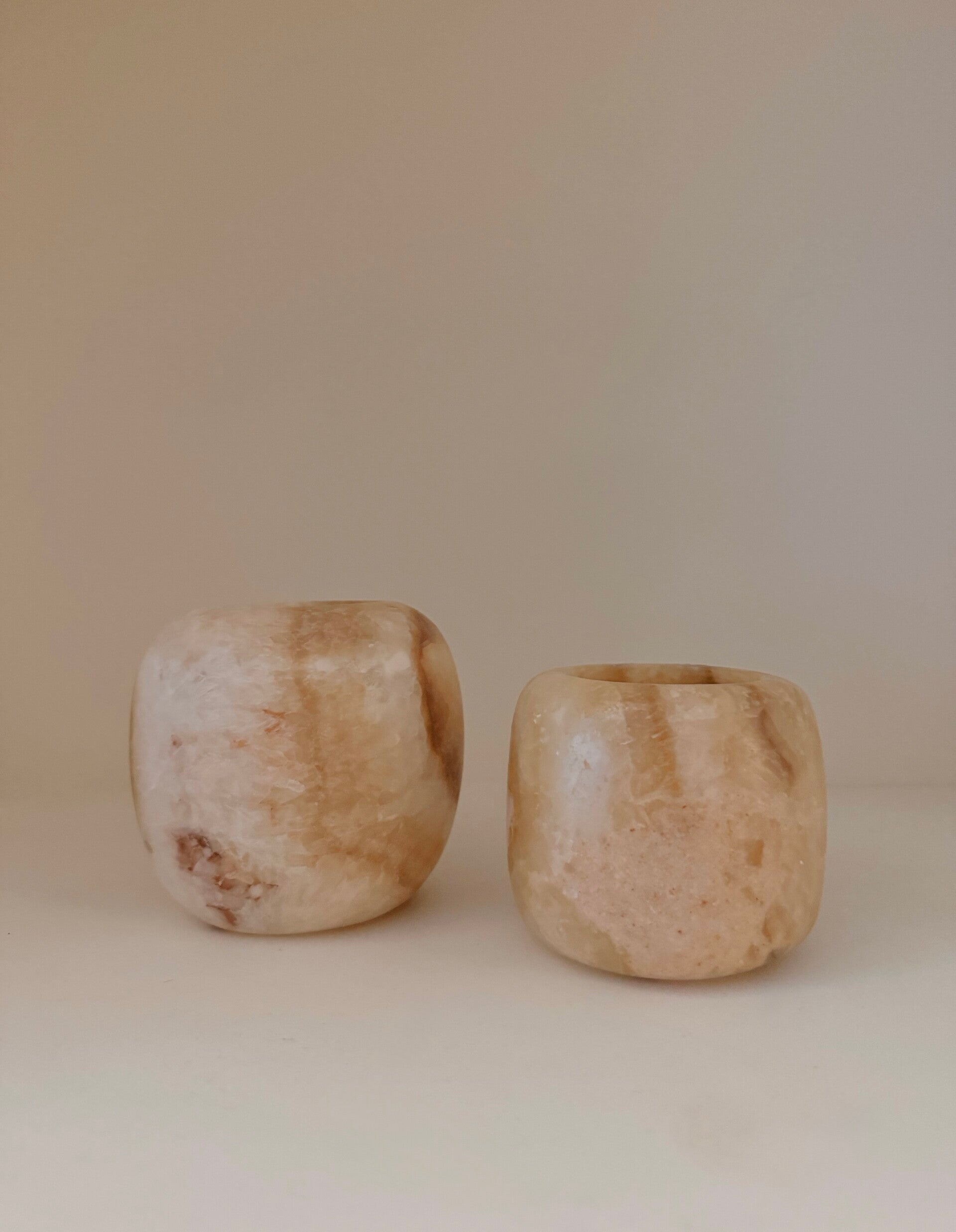 Alabaster set 6 bruin/beige rond