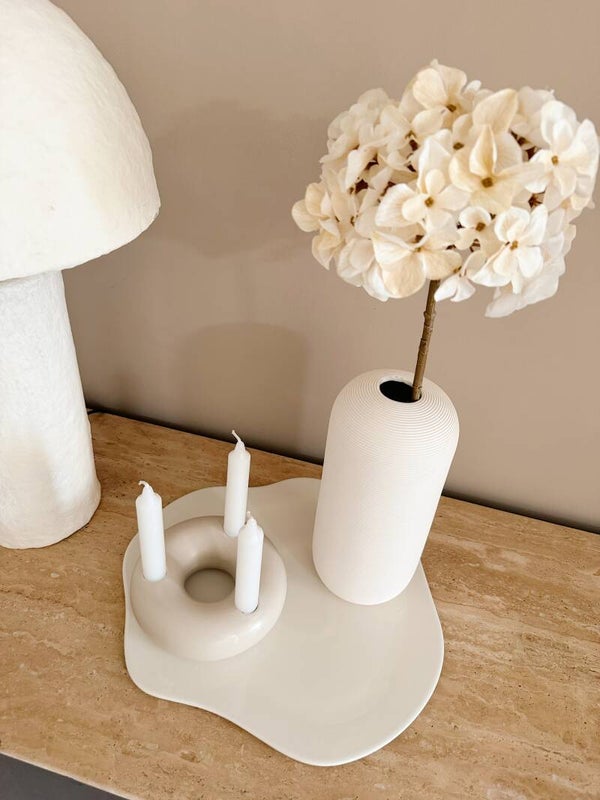 Kaarsenhouder round beige