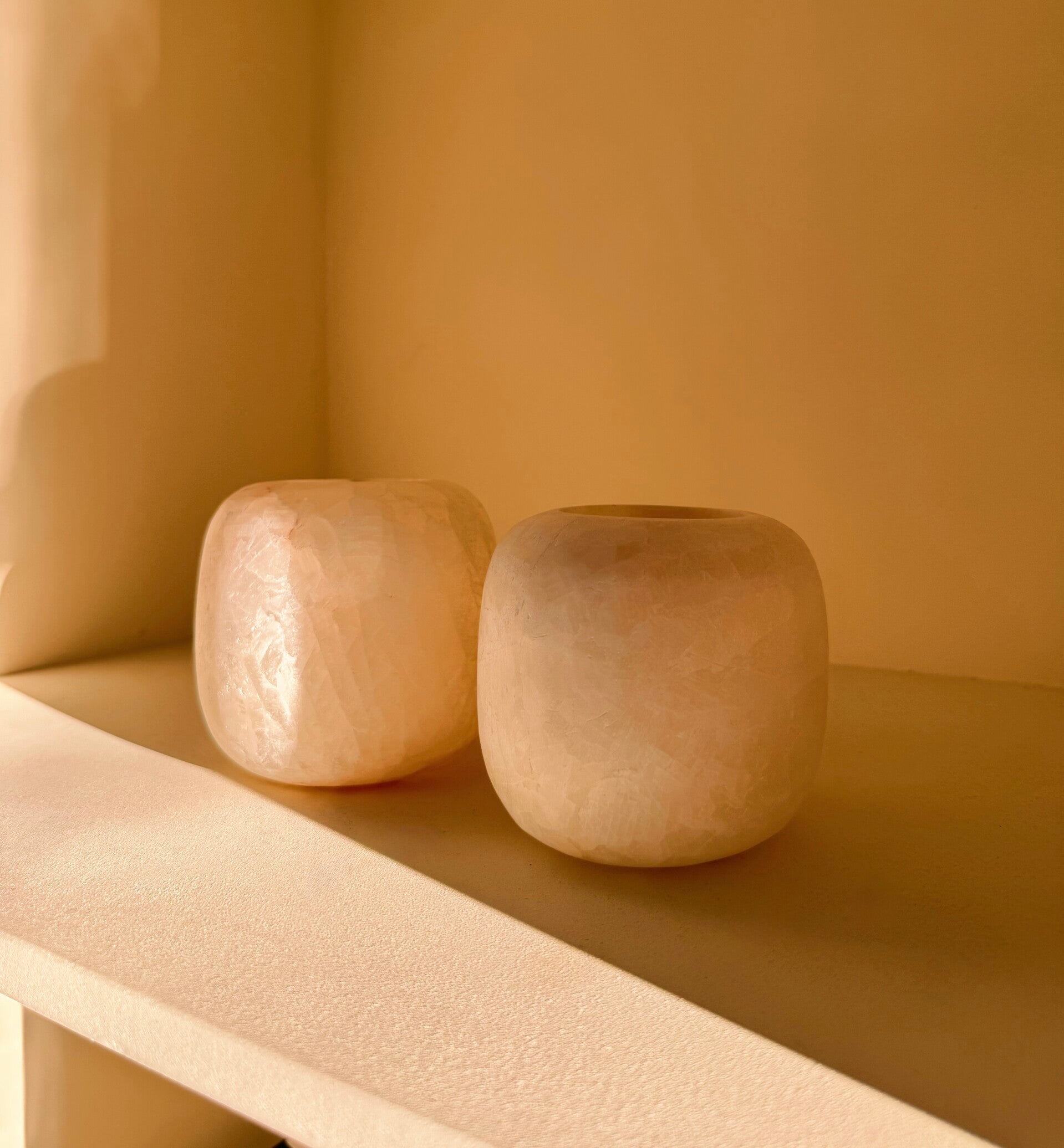 Alabaster set 5 wit rond