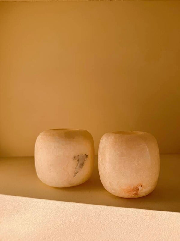 Alabaster set 3 wit rond
