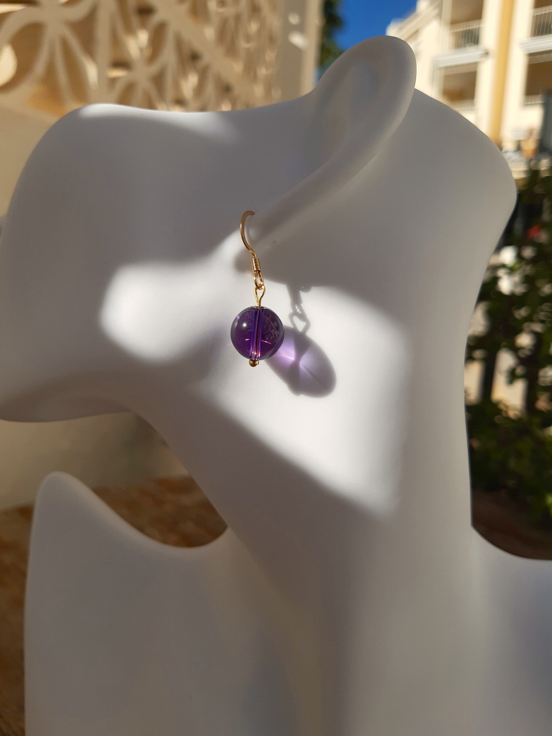 Boucles d'oreilles en pierre naturelle améthyste