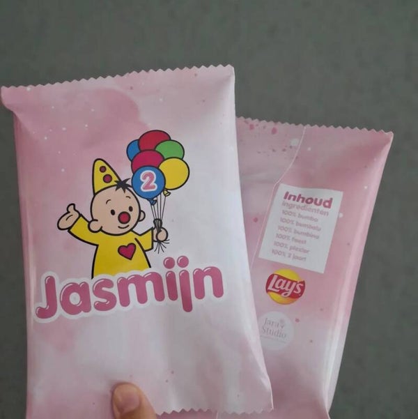 Gepersonaliseerde chips met naam en leeftijd 🎉