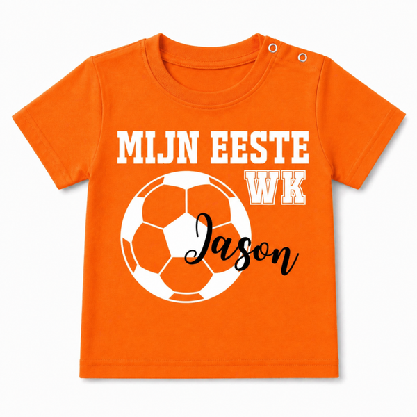 BABY Mijn Eerste WK T-shirt met Naam – Oranje  - Jara studio x byllinzs