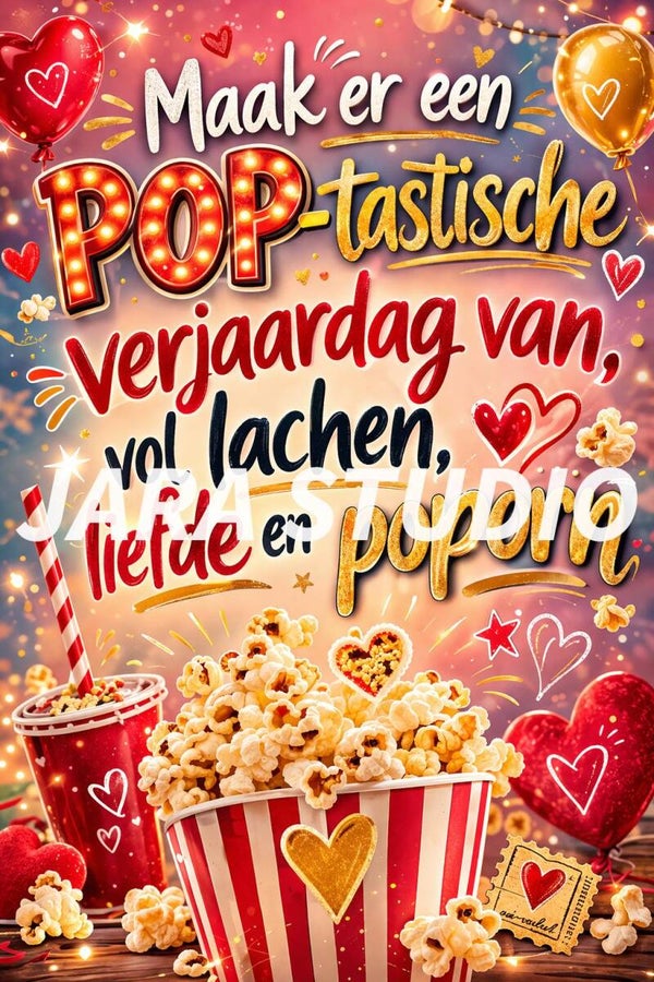 Popcorn verjaardag met liefde en popcorn