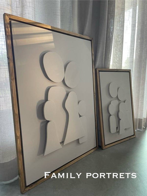 3D houten familieportret 70x50
