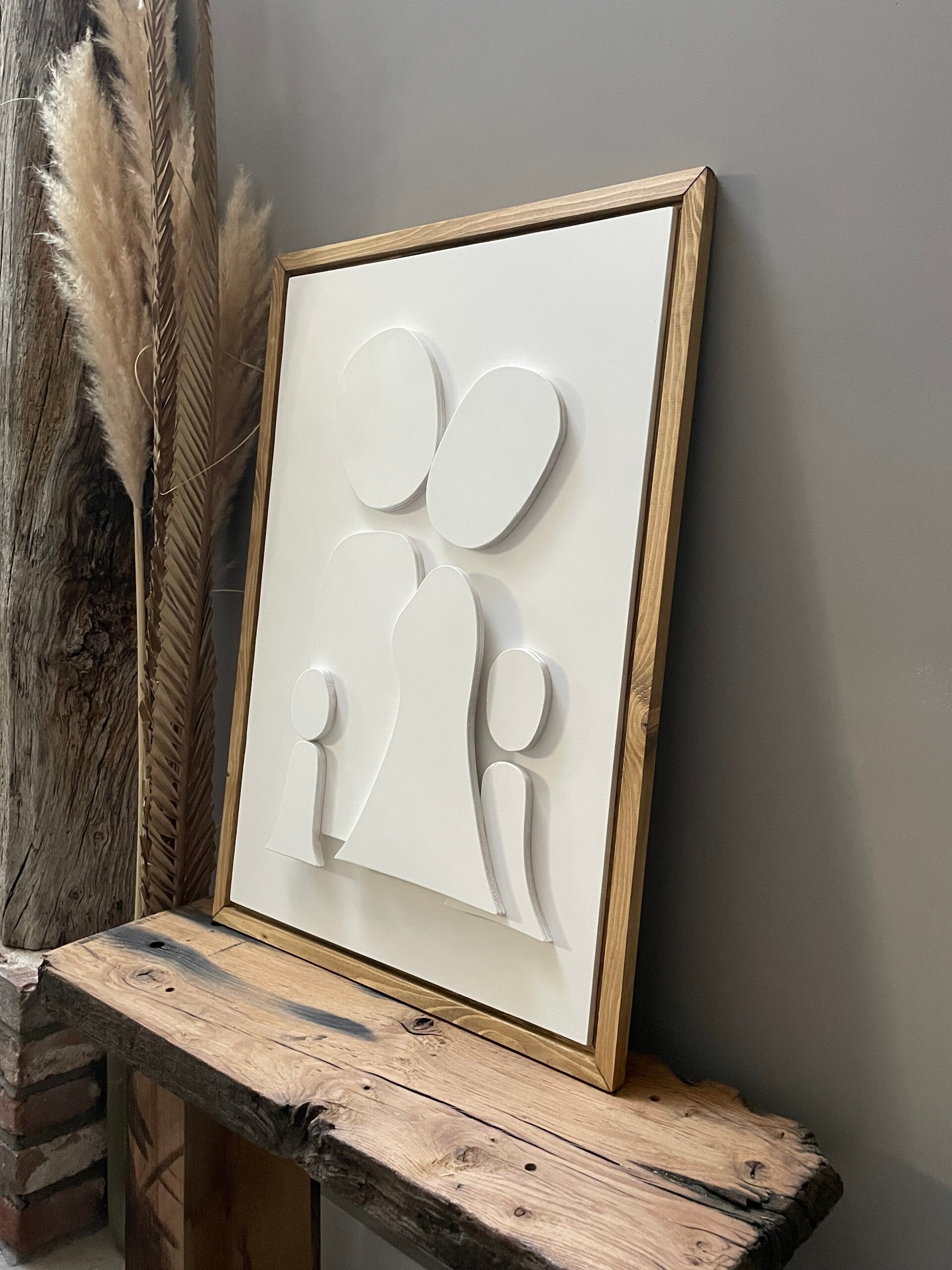 3D houten familieportret 80x60