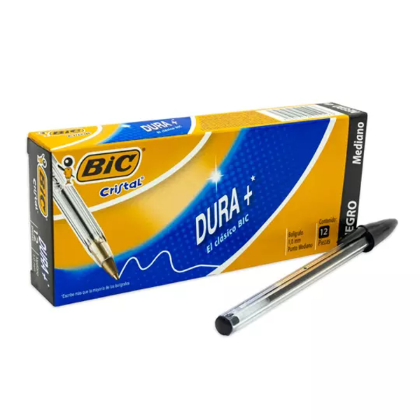 Bolígrafo BIC negro punto mediano 1.0 mmcaja con 12 piezas