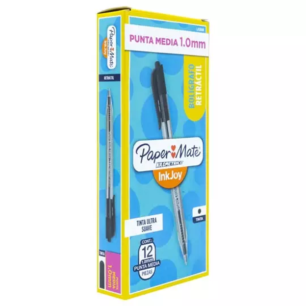 Boligrafo RT kilometrico negro punto mediano caja con 12 piezas