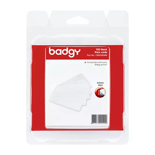 Paquete de 100 Tarjetas PVC Cal. 030 BADGY