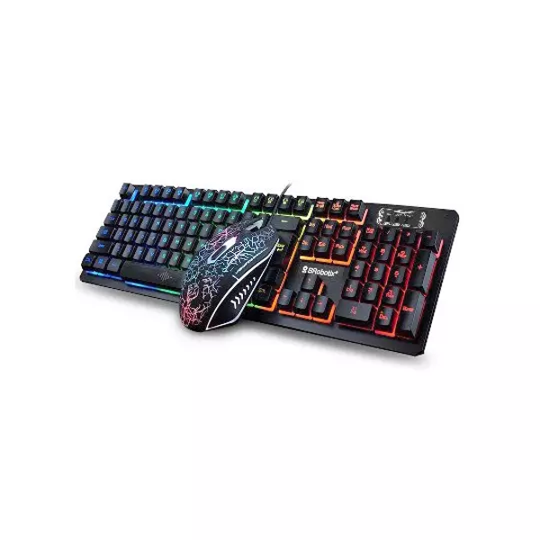 Kit De Teclado y Mouse Multimedia Alámbrico BRobotix 458977 USB RGB, Color Negro
