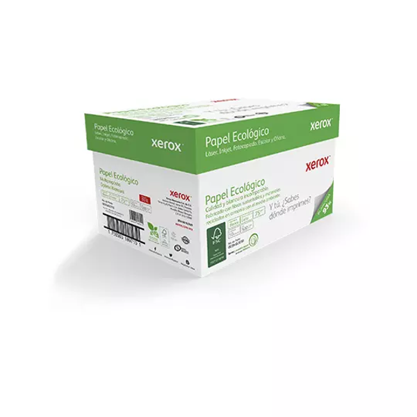 Caja de papel bond Ecológico Xerox tamaño carta 93% de blancura 75gr.