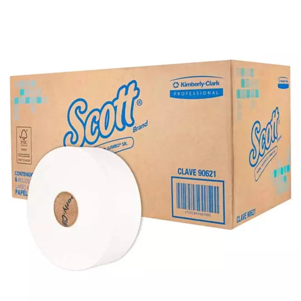 Papel Higiénico blanco Scott, caja c/6 bobinas 500m jumbo sr mod 90621