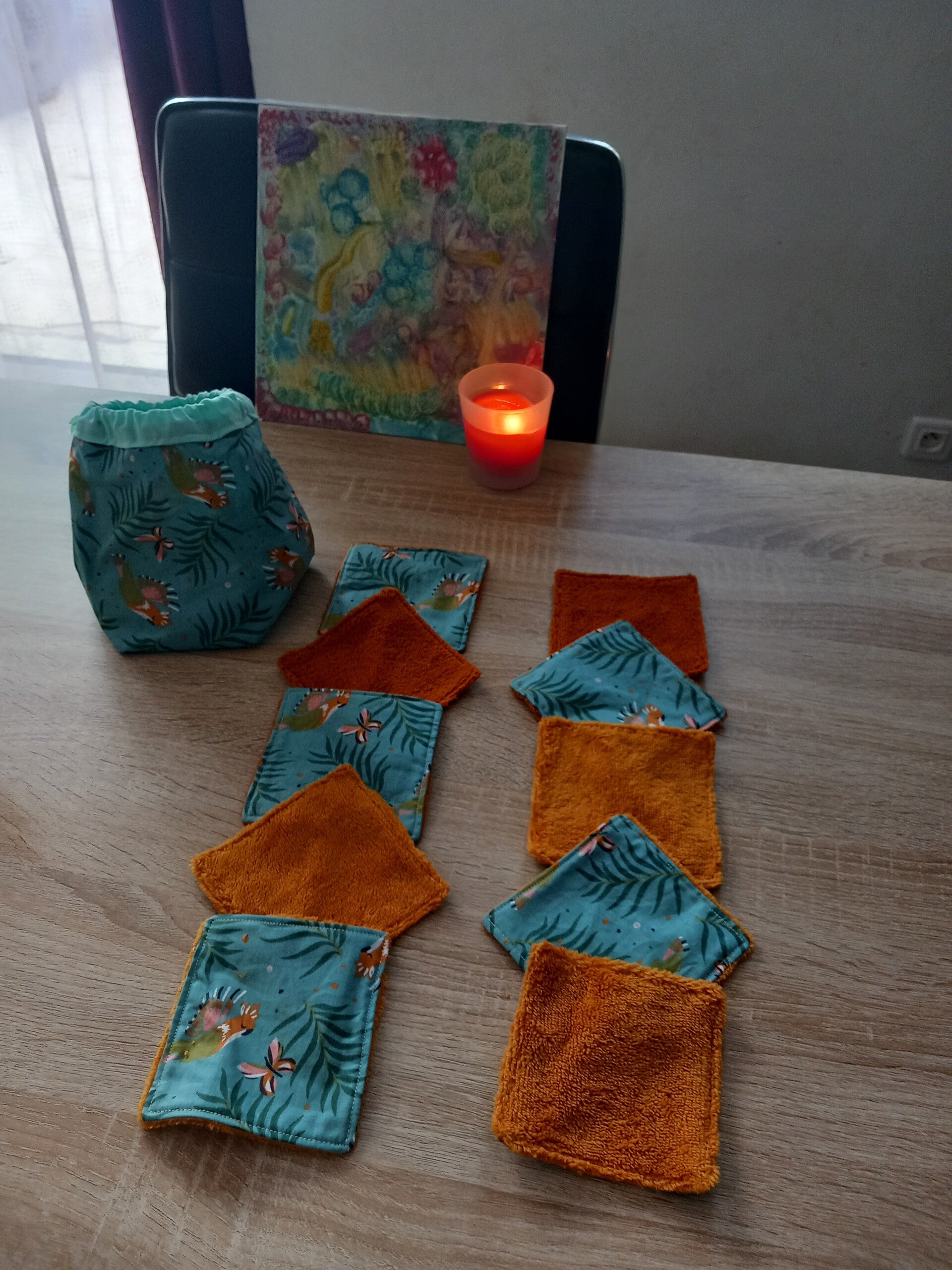 Pochon distributeur avec 10 lingettes en bambou