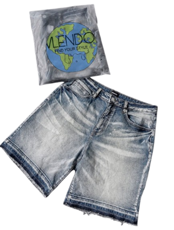 Slim Straight SHORT PANTS WATER-BLUE