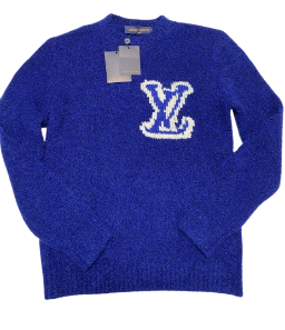 Louis Vuitton Blue & White 'LV Intarsia' Sweater New with tags; size S