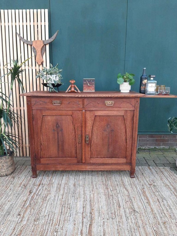 Vintage Art Deco Commode Antiek Kastje Eiken Dressoir Jr 20