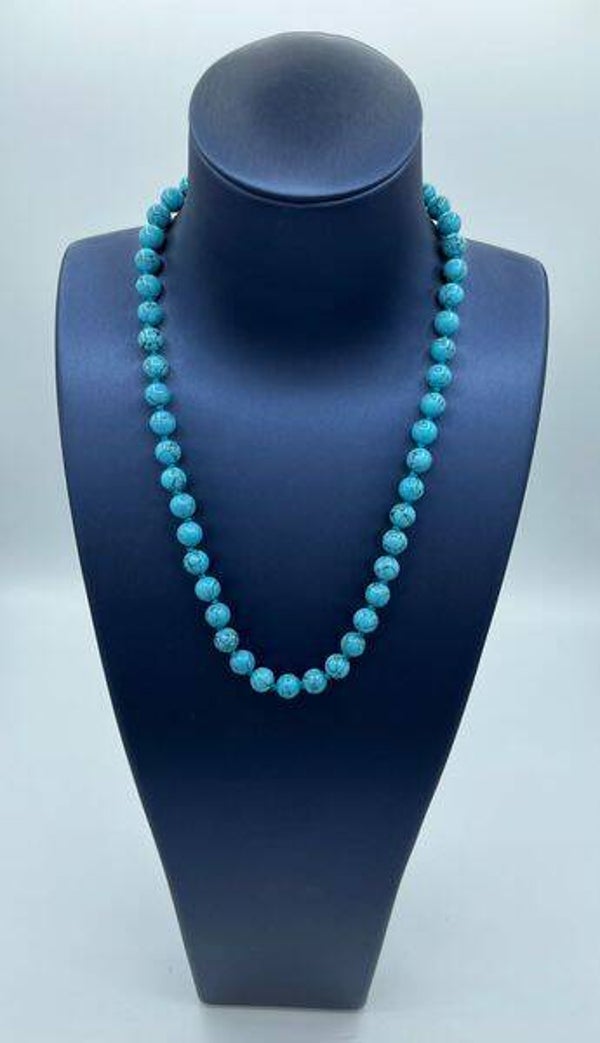 Türkis-Kugelkette geknotet 49 cm Länge 8 mm Ø