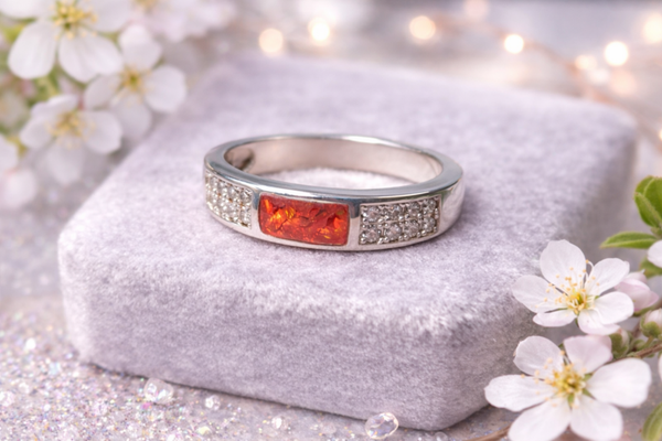 Sterling Silver Channel Memorial Ashes Ring with Cubic Zirconia