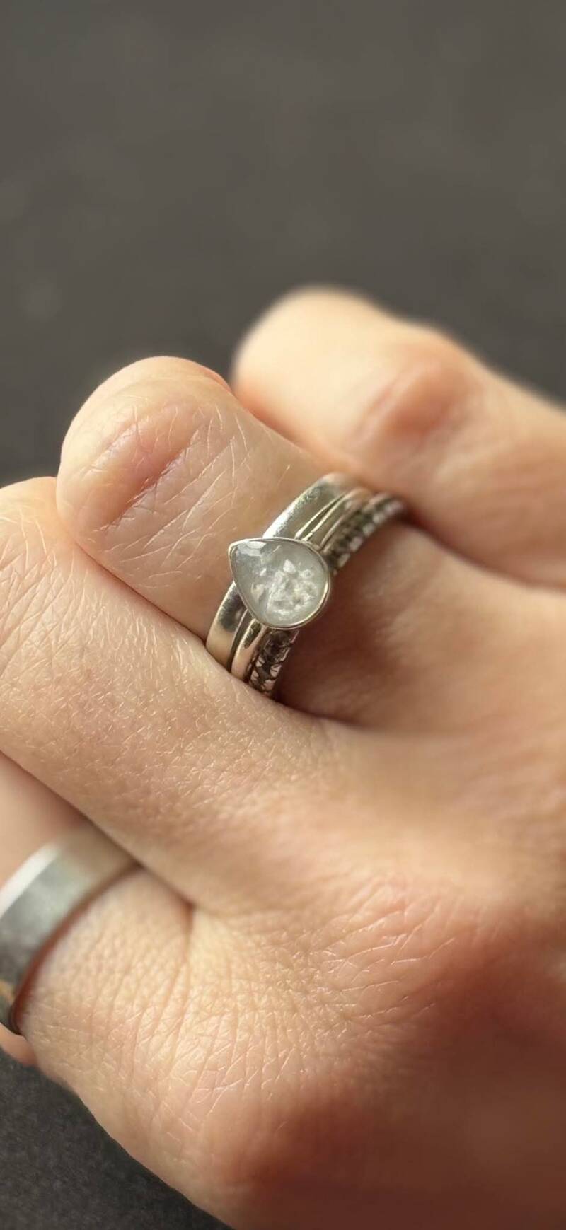 Sterling silver teardrop ashes memorial ring