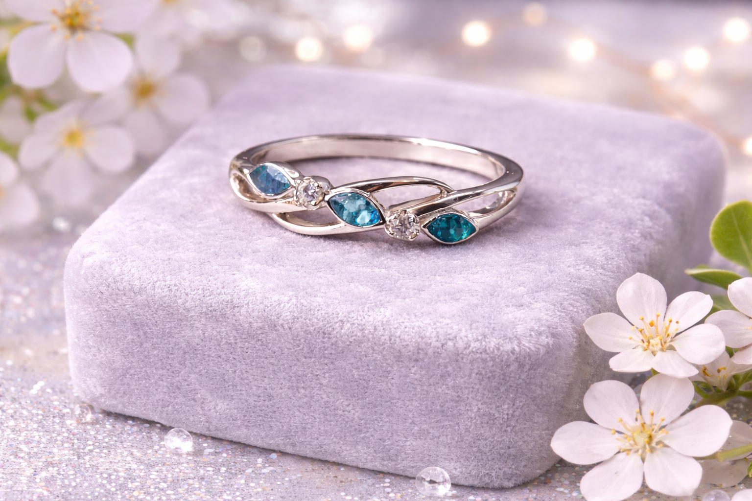 3 Stone Eternity  Memorial Ashes Ring with Cubic Zirconia