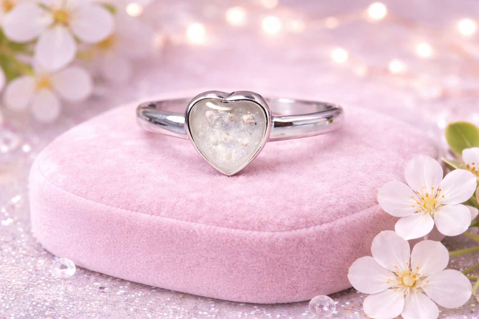 Stainless Steel Heart Memorial Ashes Ring