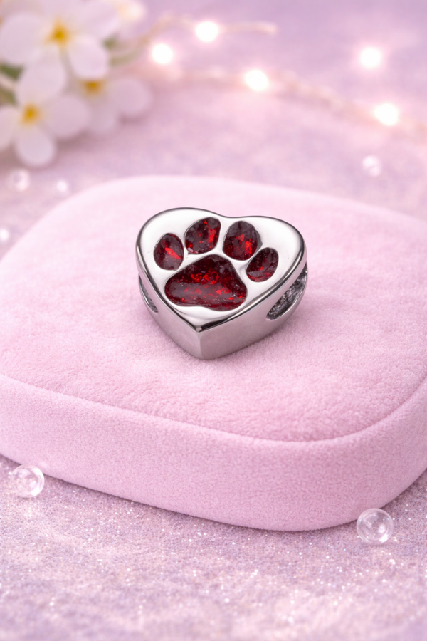 Stainless Steel Paw Print  Bracelet Memorial Bracelet Pandora Style Charm